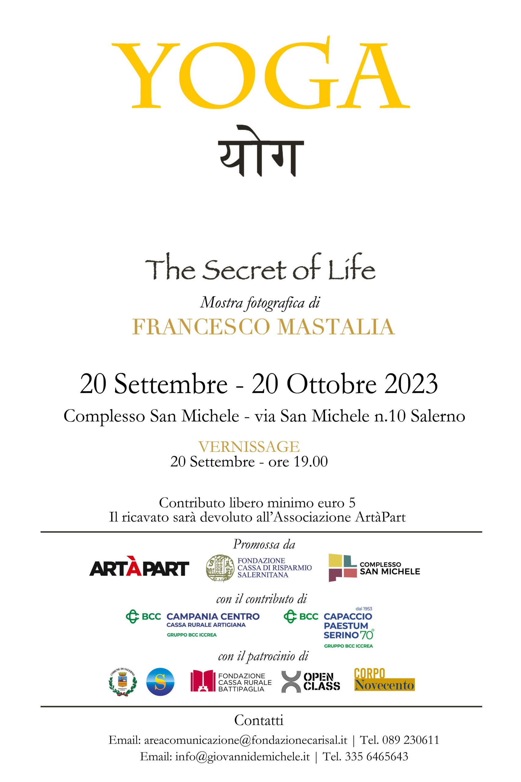 Salerno: Carisal, presentazione mostra fotografica “YOGA The Secret of Life”