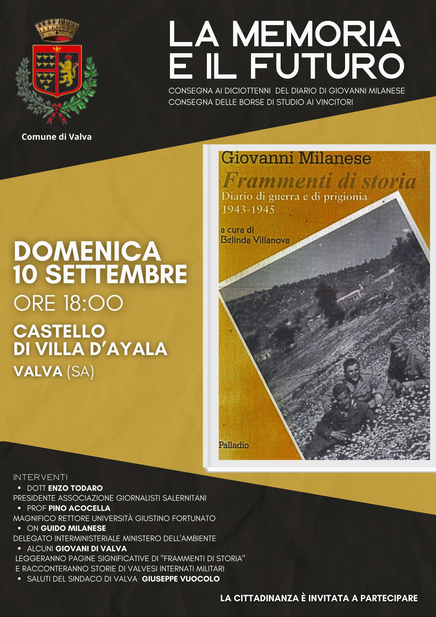 Valva: presentazione libro “Frammenti di storia” Diario di prigionia 1943-1945 di Giovanni Milanese