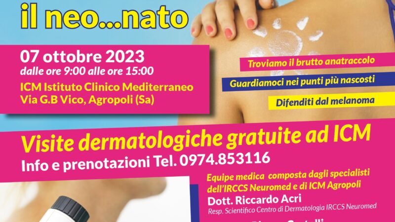 Agropoli: Istituto Clinico Mediterraneo, giornata di prevenzione gratuita contro tumori della pelle