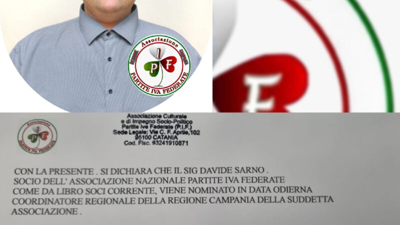 Campania: Partite Ive, insediato coordinamento, Davide Sarno a capo