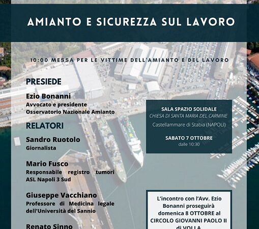 Castellammare di Stabia: amianto nei cantieri navali, evento ONA “Amianto e sicurezza sul lavoro”