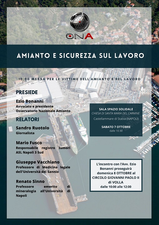 Castellammare di Stabia: amianto nei cantieri navali, evento ONA “Amianto e sicurezza sul lavoro”