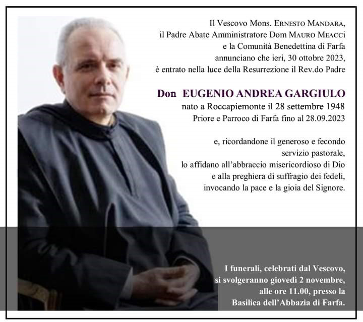 Roccapiemonte: cordoglio per scomparsa di don Eugenio Andrea Gargiulo