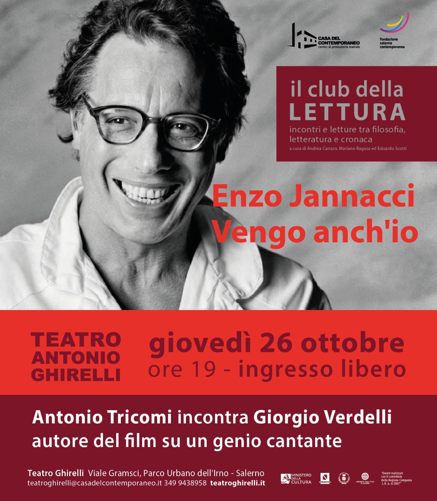 Salerno: a Teatro Ghirelli “Club della Lettura” Antonio Tricomi incontra Giorgio Verdelli
