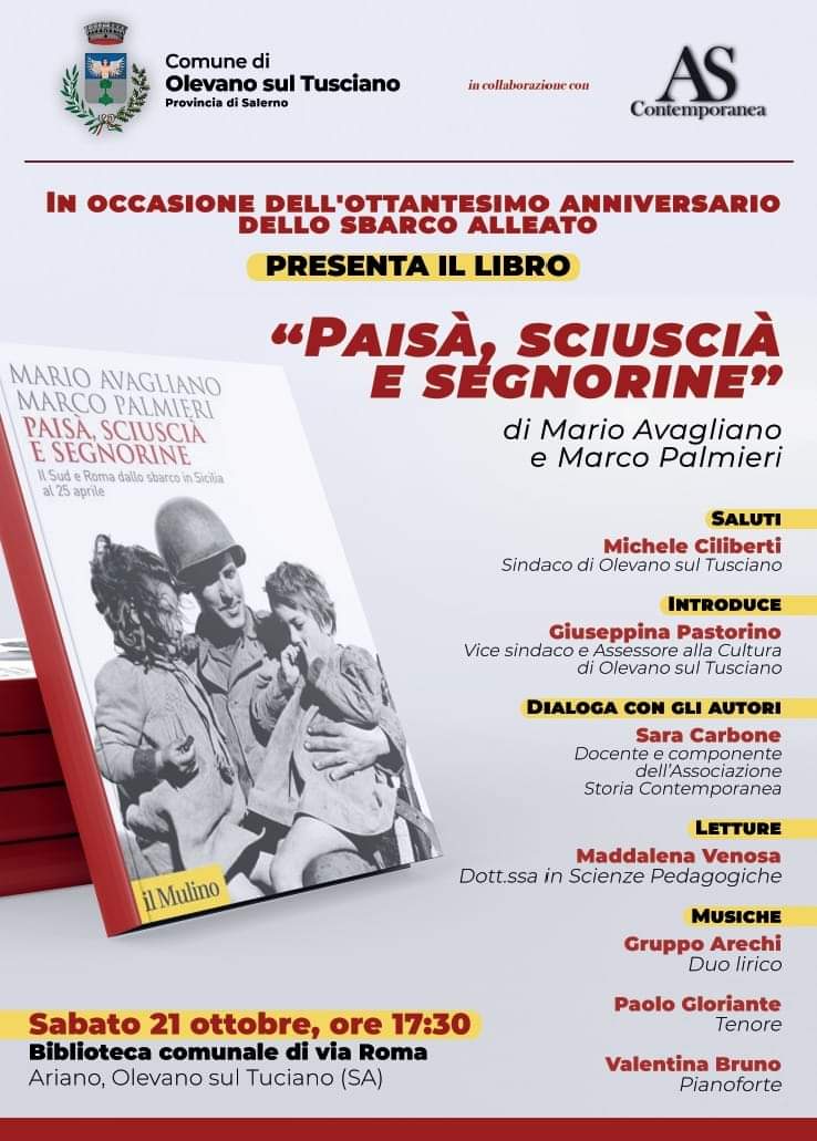 Olevano sul Tusciano: presentazione libro “Paisà, sciuscià e segnorine”