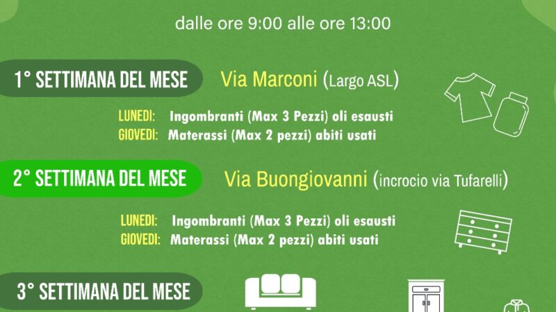 San Giorgio a Cremano: appuntamenti ecologici itineranti su territorio da 1 novembre a 30 giugno