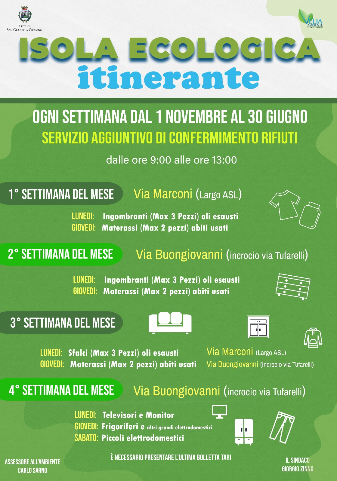 San Giorgio a Cremano: appuntamenti ecologici itineranti su territorio da 1 novembre a 30 giugno