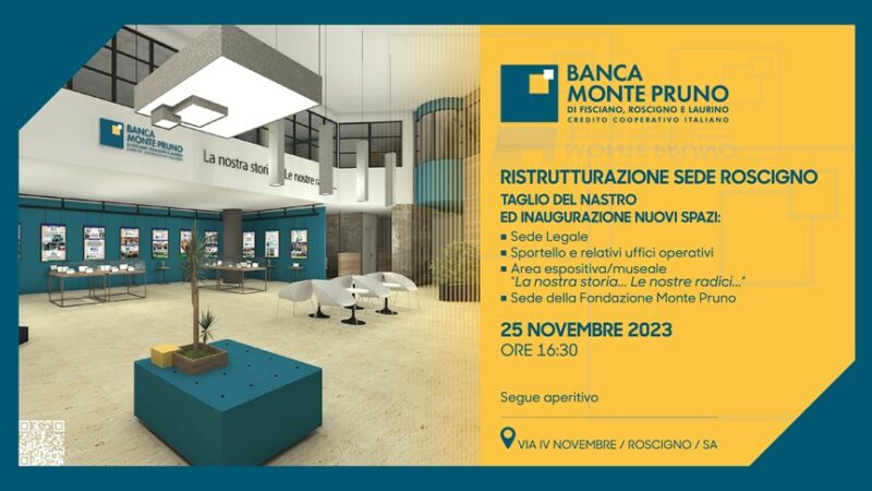 Roscigno: BCC Monte Pruno, inaugurazione rinnovati locali