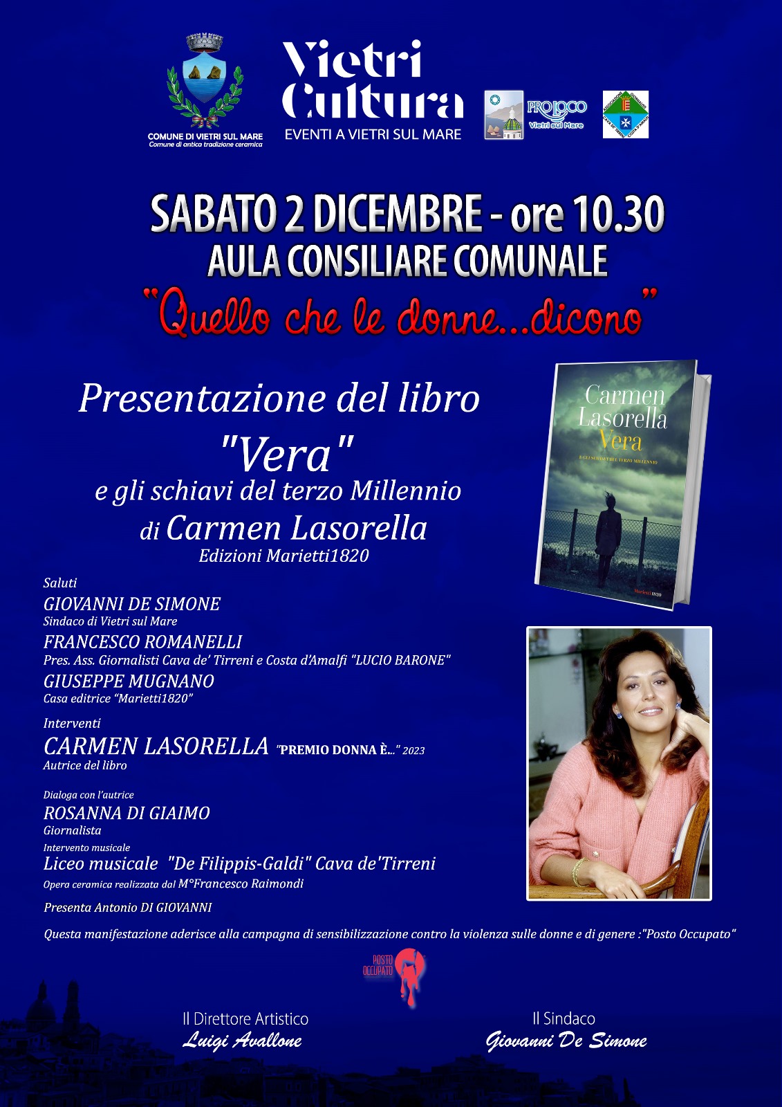 Vietri sul Mare: presentazione libro di Carmen Lasorella ”Vera e gli schiavi del Terzo Millennio”