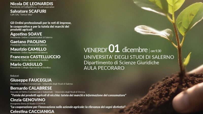 Salerno: Ateneo, Giornata di Studio “Reti di imprese, cooperative, tutela marchi e prodotti agricoli di nicchia”