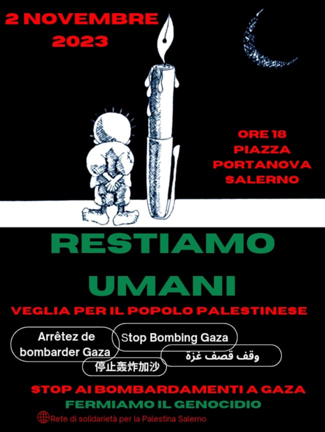 Salerno: a Piazza Portanova veglia per Gaza, stop a genocidio