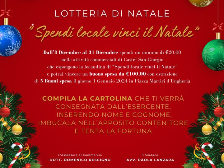 Castel San Giorgio: “Spendi locale, vinci il Natale” nelle attività commerciali”