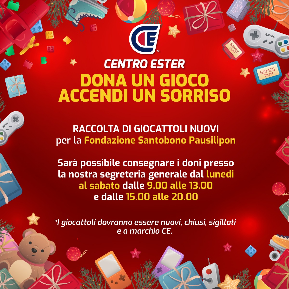 Napoli: Centro Ester, raccolta doni per bambini in ospedale