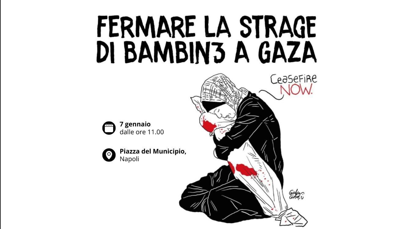 Napoli: Israele/Territori palestinesi occupati, Amnesty International Italia, AOI, Un ponte per, Articolo 21, insieme con Marisa Laurito, per  “cessate il fuoco” 