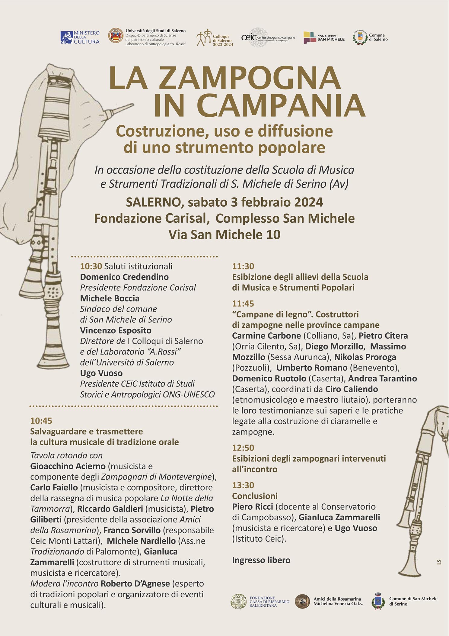 Salerno: Carisal, a Complesso San Michele “La zampogna in Campania”