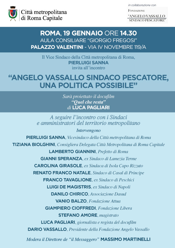 Roma: 120 Sindaci per proiezione Docufilm su Angelo Vassallo Sindaco Pescatore “Quel Che Resta”