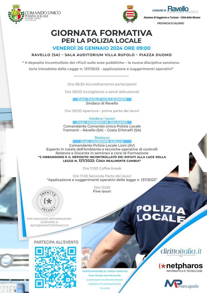 Ravello: giornata di formazione per Polizia Locale a Villa Rufolo