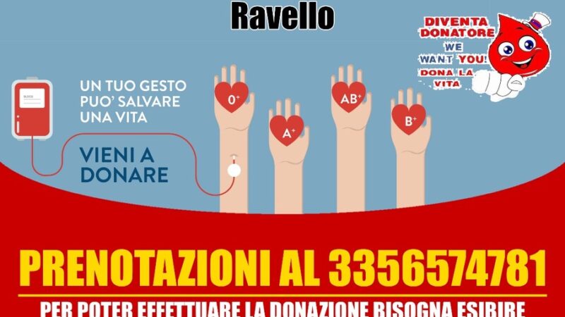 Ravello: 2 giornate per donazione sangue 
