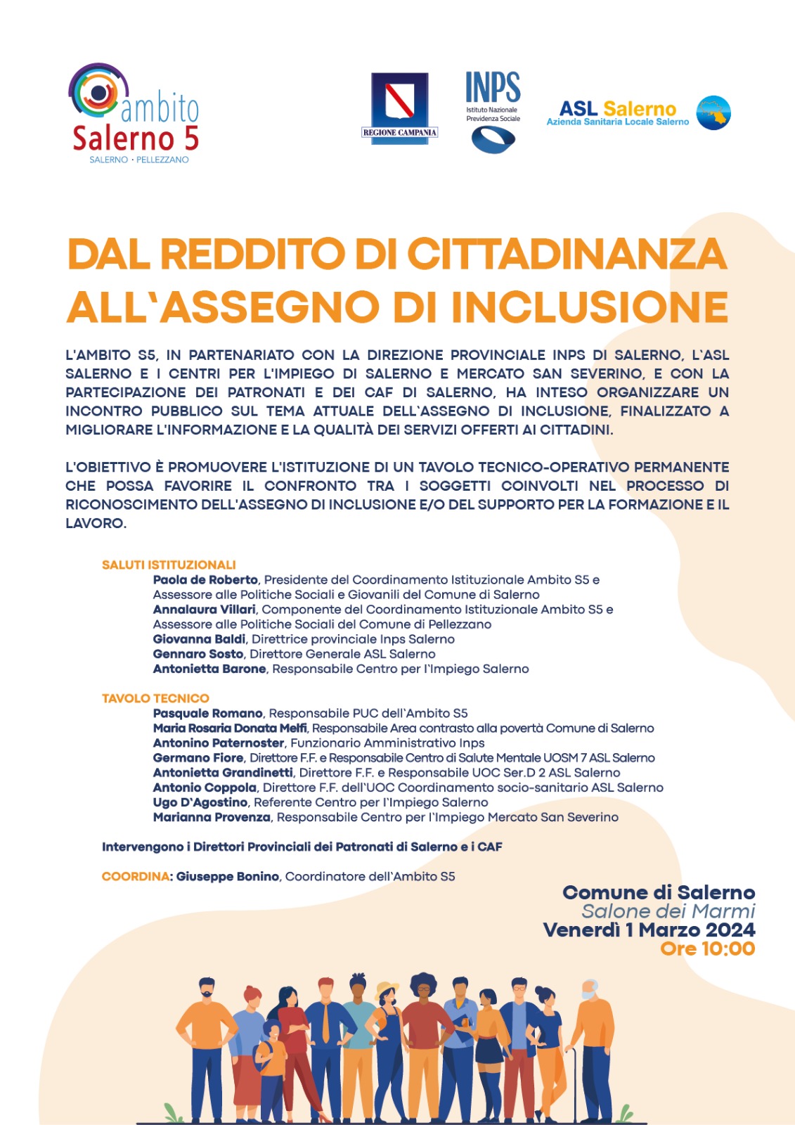 Salerno: da Reddito di Cittadinanza ad assegno d’inclusione, confronto tra operatori del settore