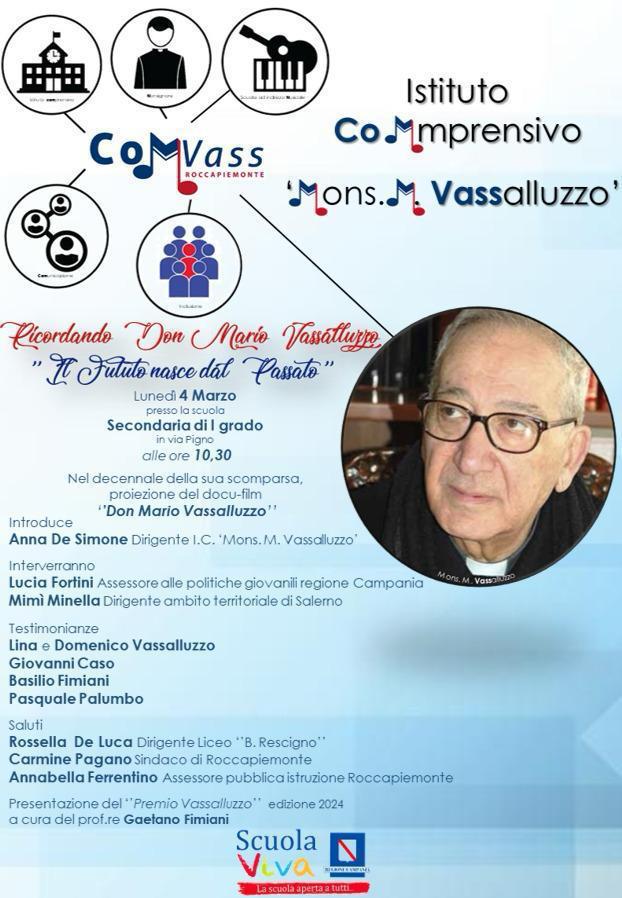 Roccapiemonte: IC “Mons. Mario Vassalluzzo”, decennale scomparsa Mons. Vassalluzzo, proiezione docu-film