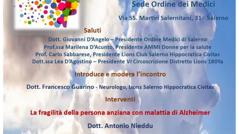 Salerno: Ordine Medici “La vita dimenticata”, convegno su Alzheimer