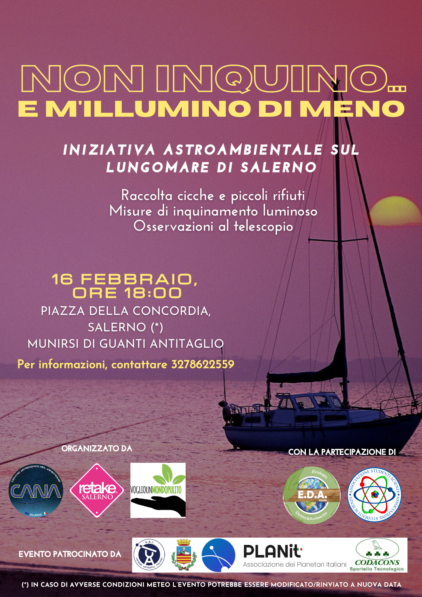 Salerno: CANA, evento “Non inquino… e m’illumino di meno”