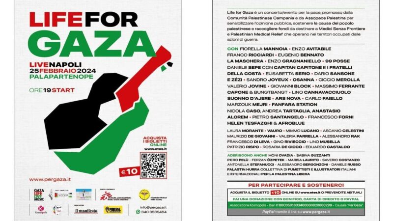 Salerno: Memoria in Movimento, 25 febbraio a Napoli insieme a LIVE For GAZA