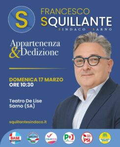 Sarno: Amministrative, candidato Sindaco Francesco Squillante, in campo con coalizione