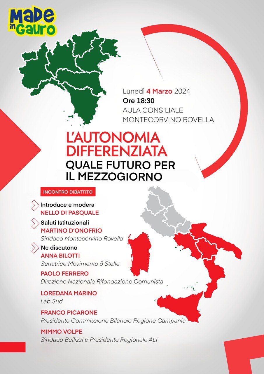 Montecorvino Rovella: incontro-dibattito su Autonomia Differenziata a Palazzo di Città 