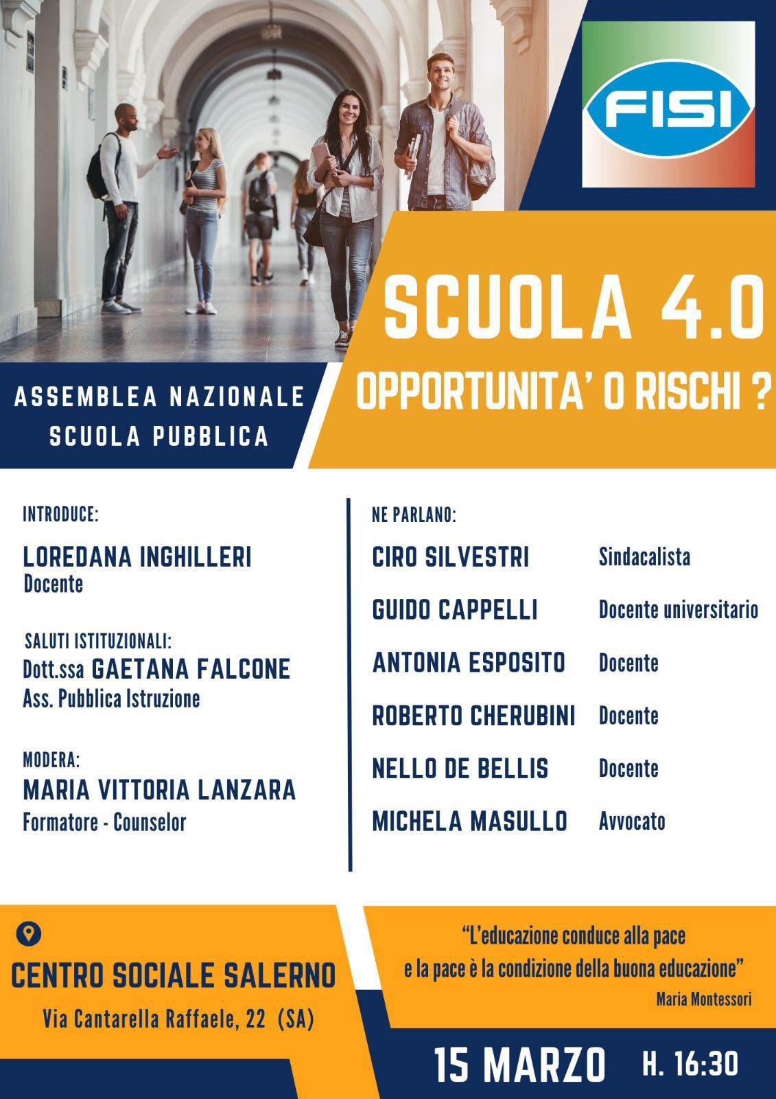 Salerno: a Centro Sociale incontro “Scuola 4.0 opportunità o rischi?”