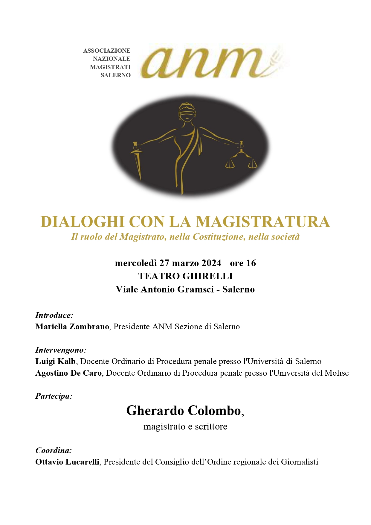 Salerno: Cittadella Giudiziaria, convegno “Dialoghi con la magistratura”, conferenza stampa