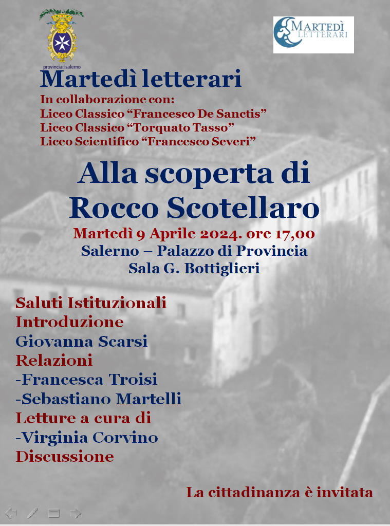 Salerno: Martedì Letterari, incontro su Rocco Scotellaro