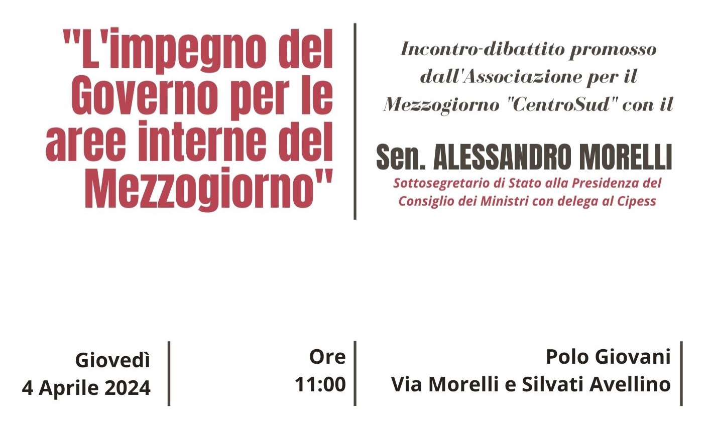 Avellino: conferenza stampa del sottosegretario a Cipess Morelli