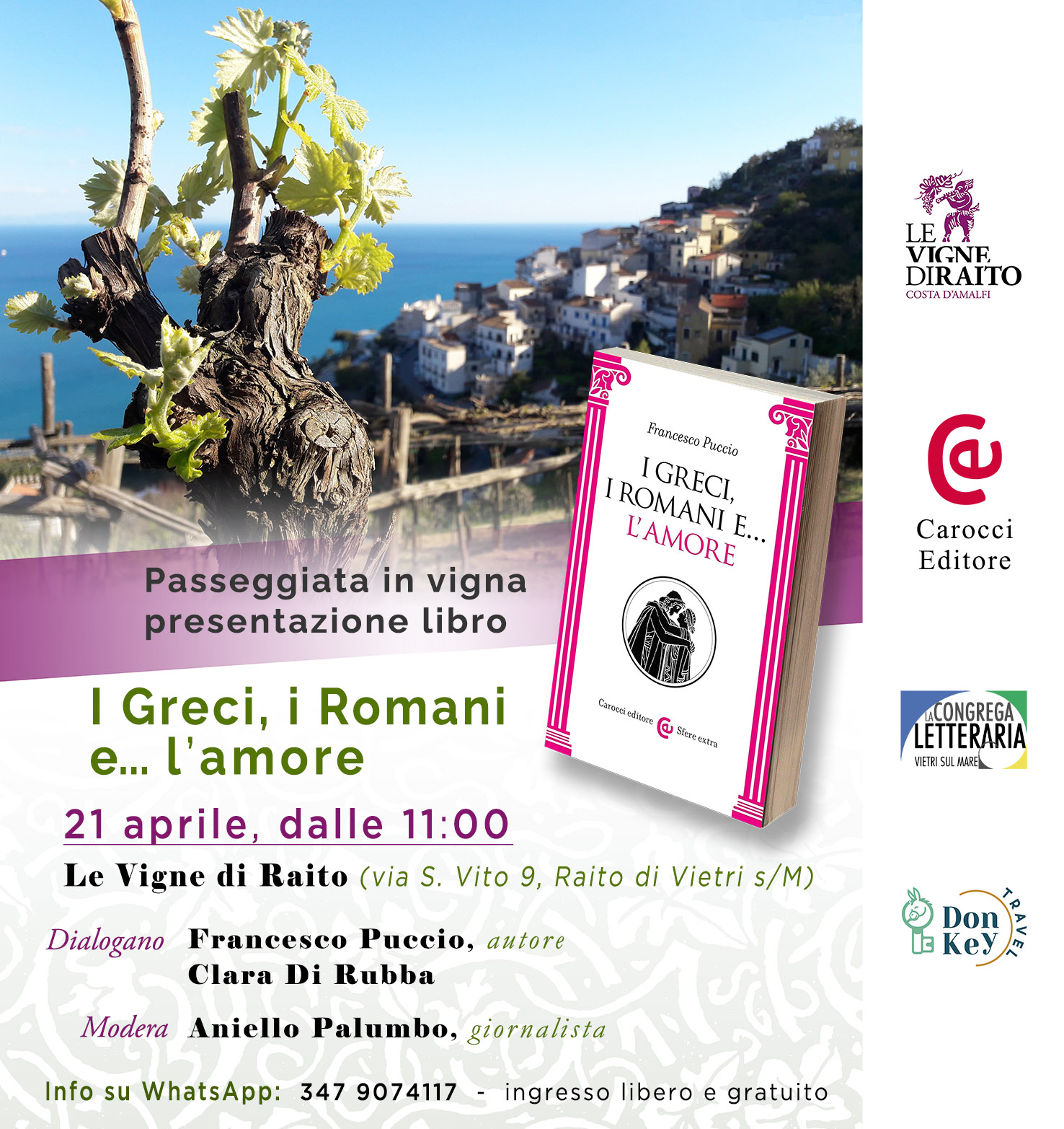 Vietri sul Mare: “Le vigne di Raito”, presentazione saggio di Francesco Puccio “I Greci, i Romani e…l’amore”