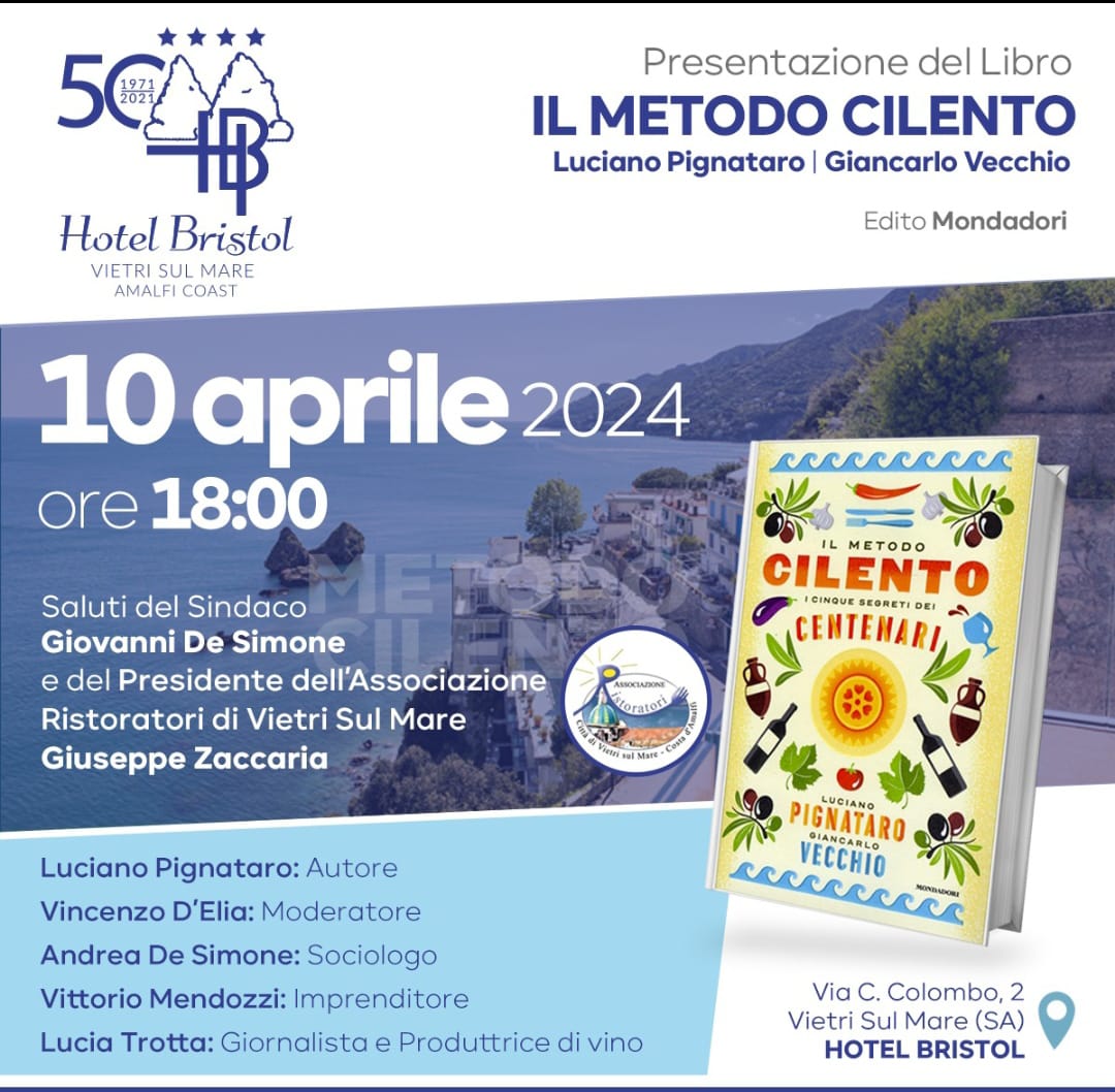 Vietri sul Mare: presentazione libro “Metodo Cilento” di Luciano Pignataro e Giancarlo Vecchio 