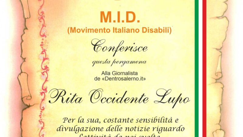 Campania: M.I.D. premia testata giornalistica “dentroSalerno” 