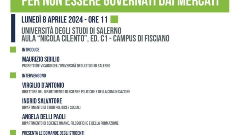 Salerno: Unisa, Giuseppe Conte a presentazione libro del prof. Pasquale Tridico