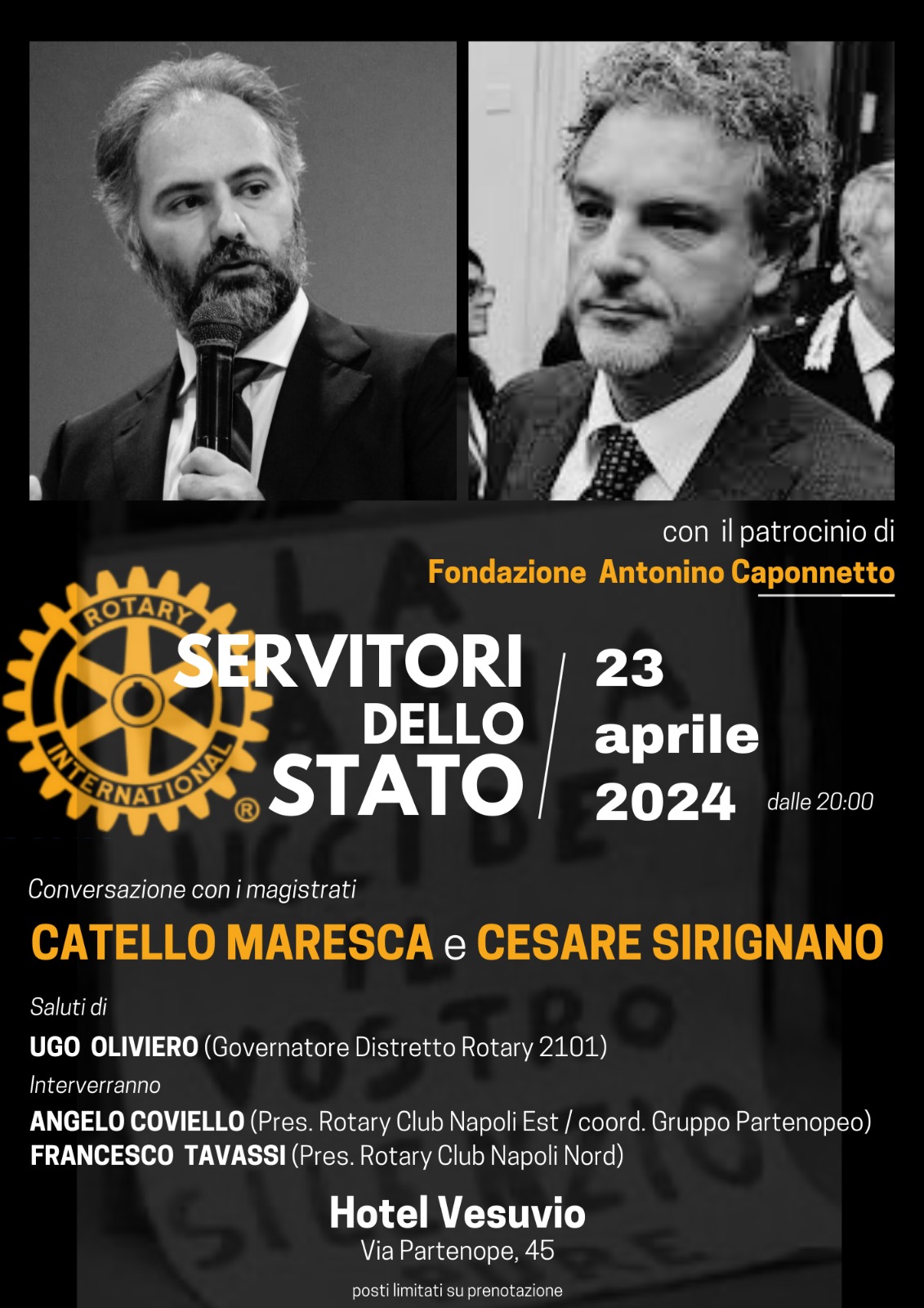 Napoli: “Servitori di Stato”, Rotary Napoli Est, serata su impegno e sacrificio dei magistrati
