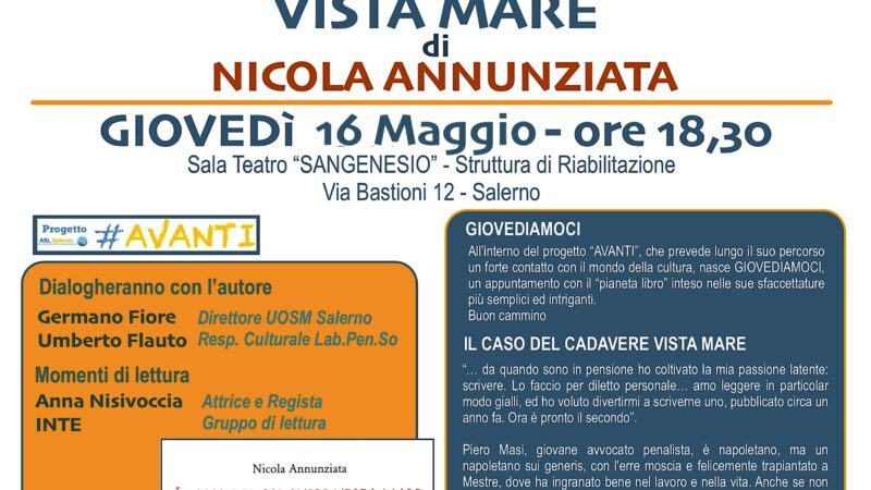 Salerno: Giovediamoci, presentazione libro di Nicola Annunziata “Il caso del cadavere vista mare”