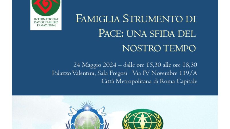 Roma: “Famiglia Strumento di Pace: una Sfida del Nostro Tempo” convegno a Palazzo Valentini