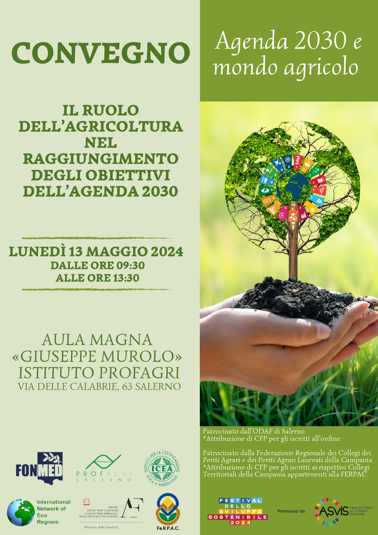 Salerno: FONMED, convegno “Il ruolo dell’agricoltura nel raggiungimento degli obiettivi dell’Agenda 2030″